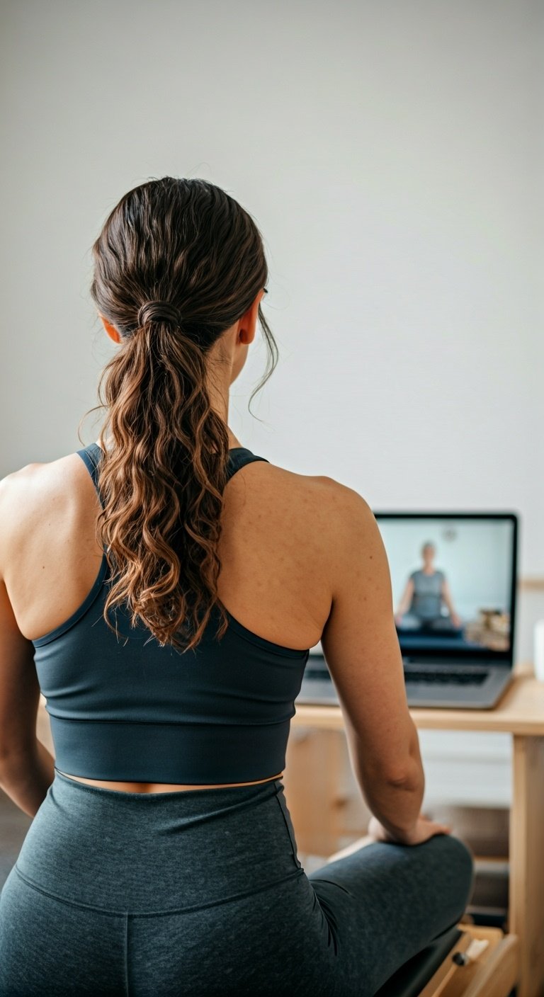 A,Female,Pilates,Instructor,With,Wavy,Dark,Hair,In,A